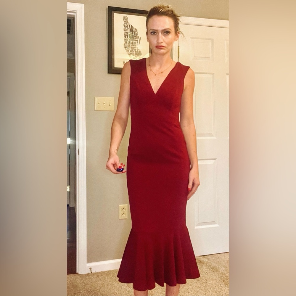 Jay Godfrey Vaughn Midi Dress | Size 0 | Red | NWOT
